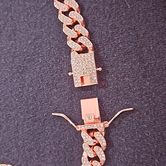 Brand New Rose Bling Bling Cuban Link Decorative Dog Collar - Picture 7 of 9